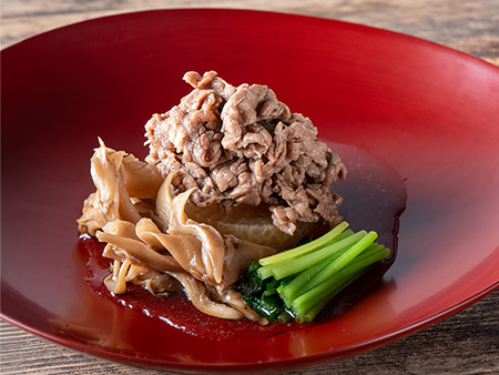 大根と甘辛牛肉添え（旨味豊かな昆布だし）（究極の醤油） | 久世福